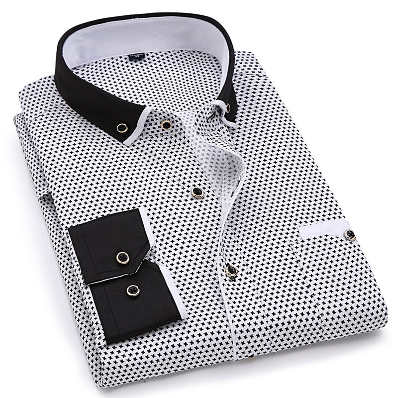 Thumbnail: Long Sleeve Button Shirt Stitching Pocket Design Soft Comfortable Slim Fit 
