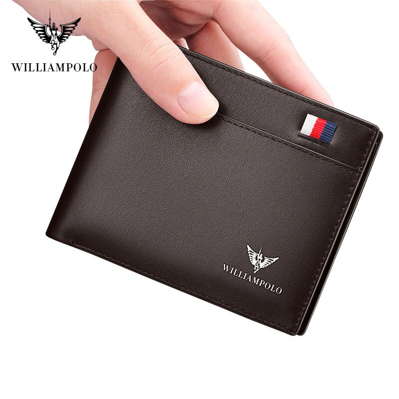 Thumbnail: Men Wallets Brand Genuine Leather Bifold Purse Mini Card Holder Purse