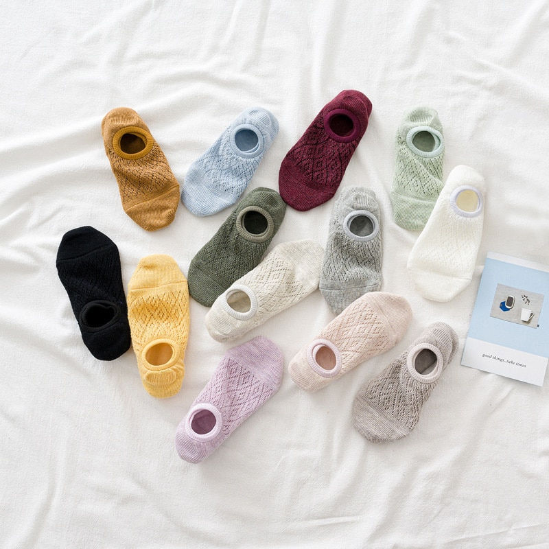 縮圖：Silicone non-slip invisible Socks Summer Solid Color Mesh Ankle Boat Socks