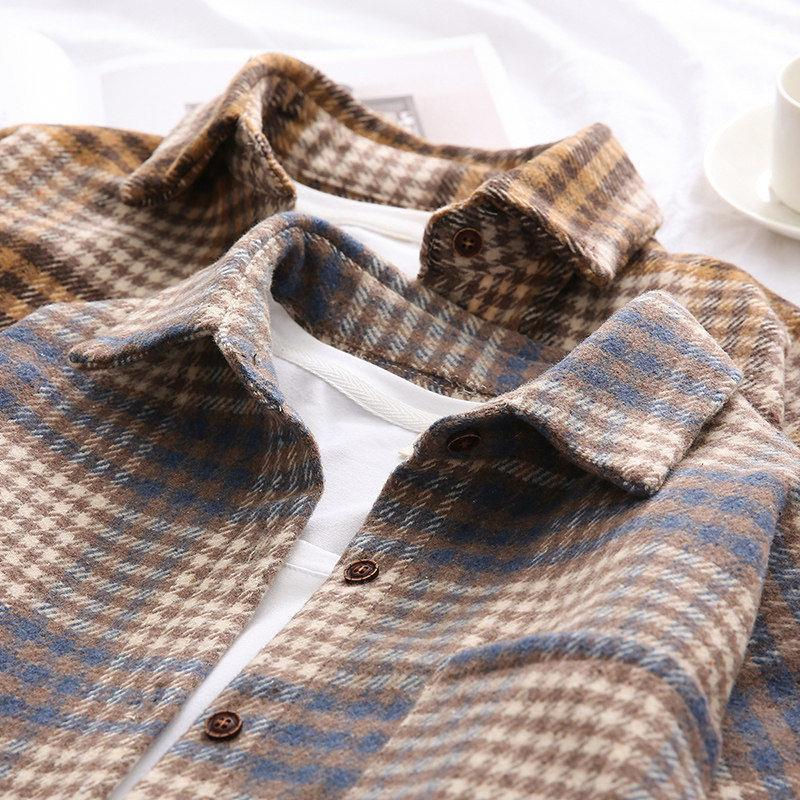 Miniature : Blouse Winter Loose Long Sleeve Plaid Shirt