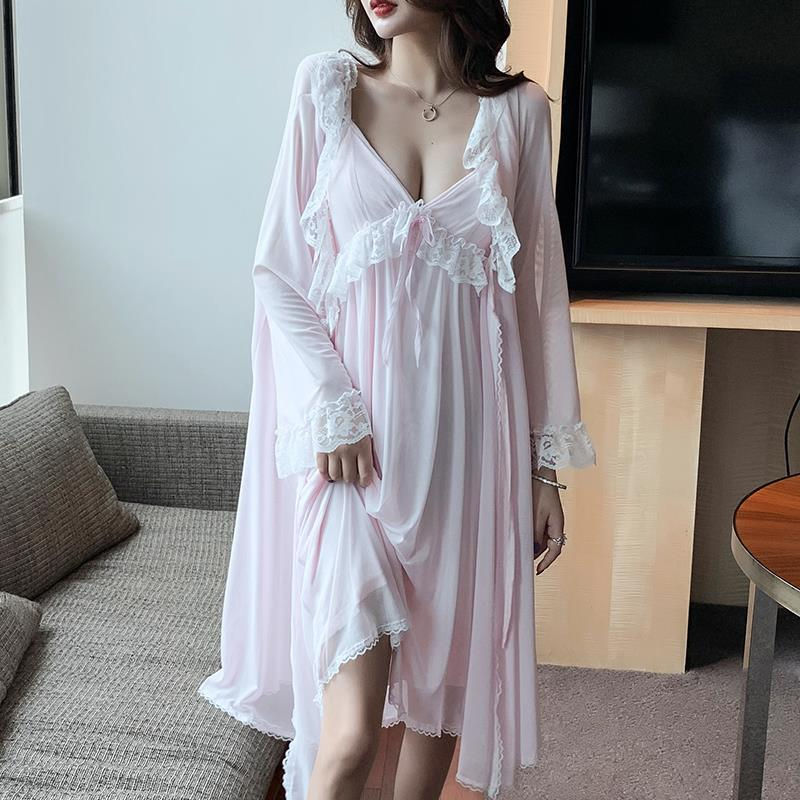 Thumbnail: Nightwear White Pink Mesh Lolita Pijamas 