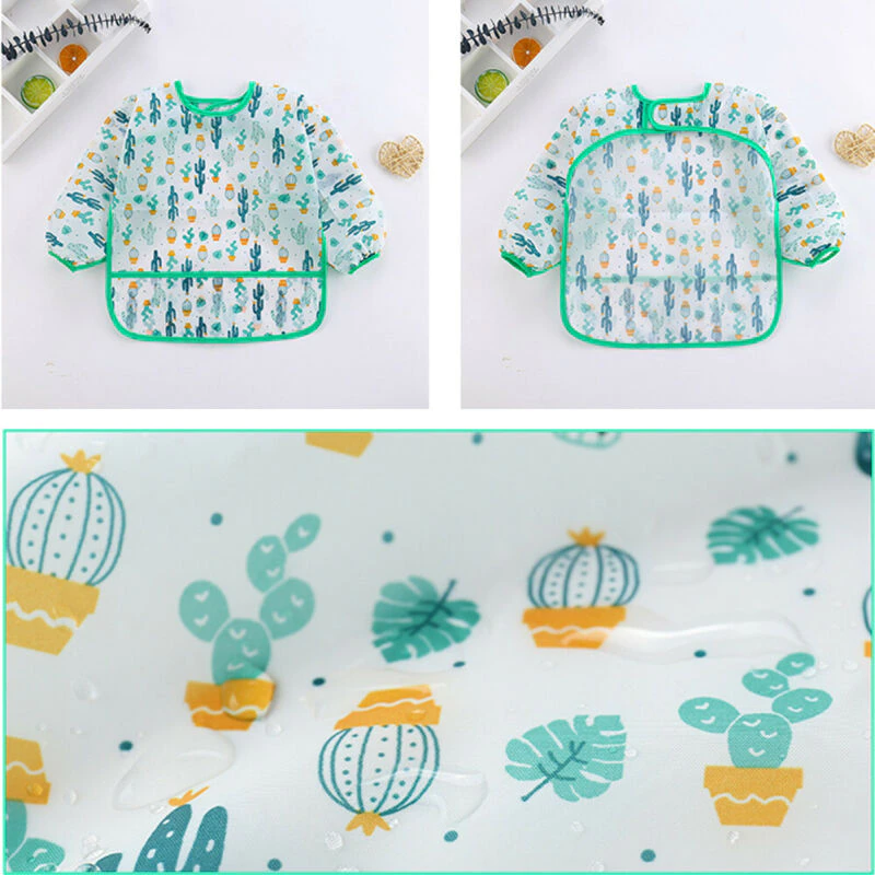 Thumbnail: Waterproof Long Sleeve Art Smock Feeding Bib Apron Fit 0-6 Years