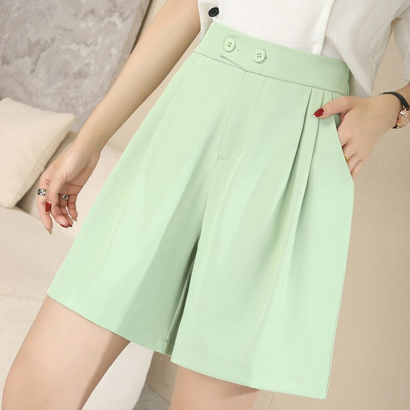 Miniature : Summer Shorts Office Lady Shorts Candy Color Button Fly Straight Short Pants