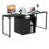 Thumbnail: Multifunction L-Shaped Desk 2-Person Desk, 3 Storage Drawers And 2 -Tier Shelves