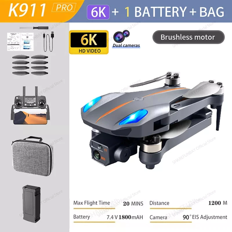 Thumbnail: K911 MAX GPS Drone 4K Professional Obstacle Avoidance 8K Dual HD Camera 