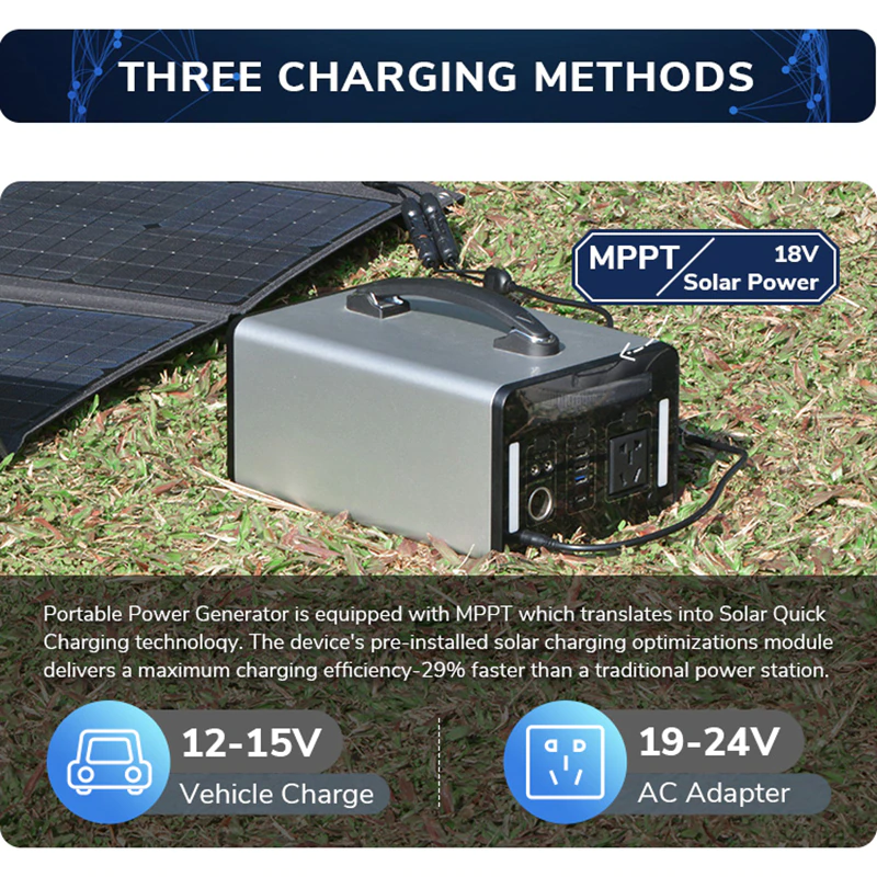 Thumbnail: Power Bank 550W Portable Power Station 500wh Solar Generator Camping 