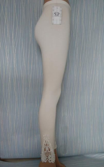 縮圖：3/4 Short Crochet Lace Modal Cotton Spandex Custom Made Jeggings Pants 