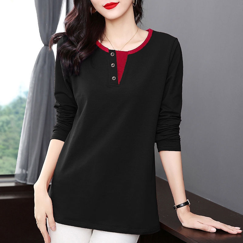 Thumbnail: O Neck Long Sleeve T-shirt Woman Korean Style Shirt 