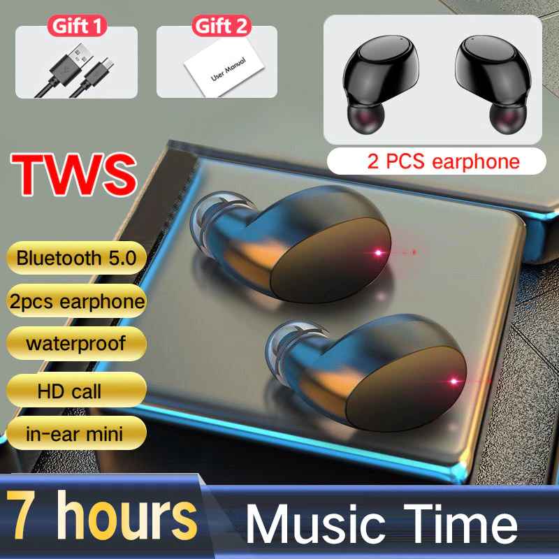 Miniature : TWS Wireless Earphone Bluetooth Headphone 5.1 Dual Stereo Noise Reduction 