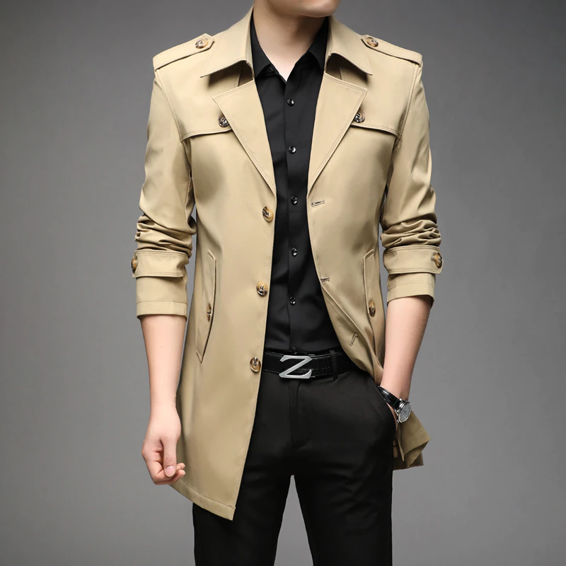 Miniature : England Style Long Trench Coats Windbreaker Designer Brand Jacket