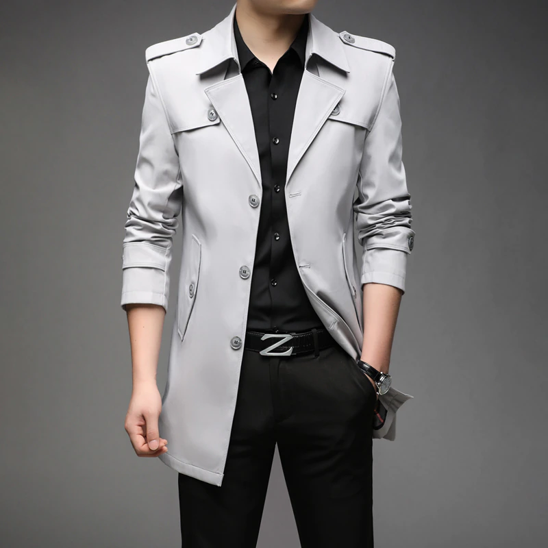 Miniature : England Style Long Trench Coats Windbreaker Designer Brand Jacket