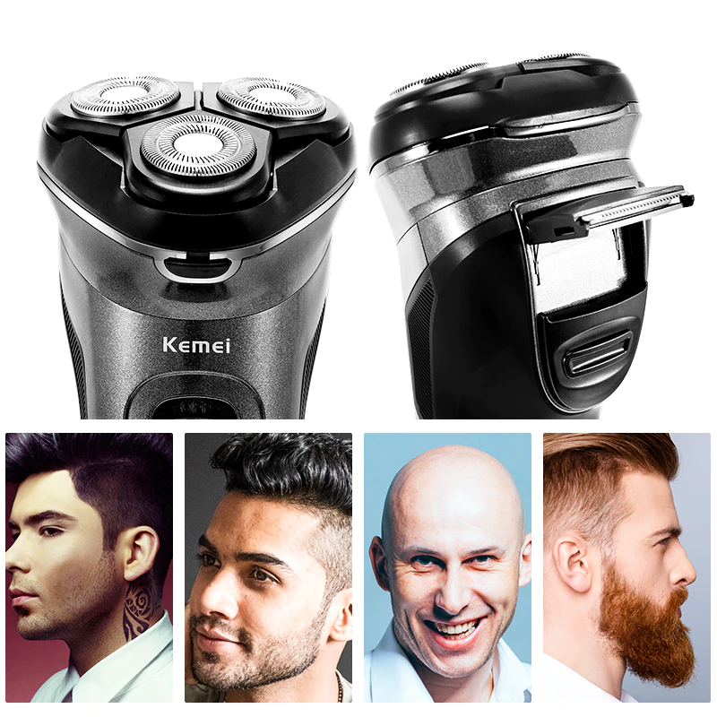 Miniature : Powerful Cordless LCD Electric Shaver Wet Dry Beard Electric Razor Rechargeable 