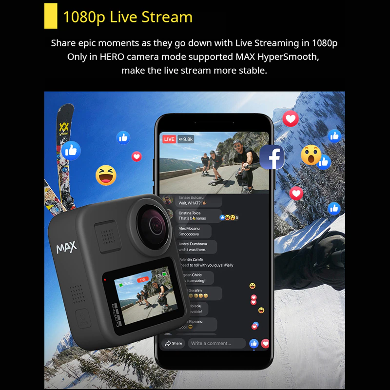 Thumbnail: GoProMAX 360 Action Camera with Touch Screen Photos Live Streaming Stabilization