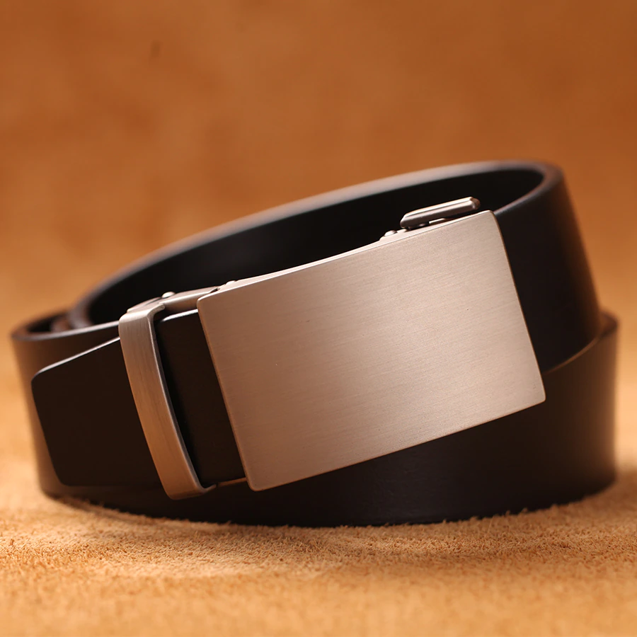Miniature : Genuine Cow Leather Automatic Formal Automatic Buckle Belt business Strap