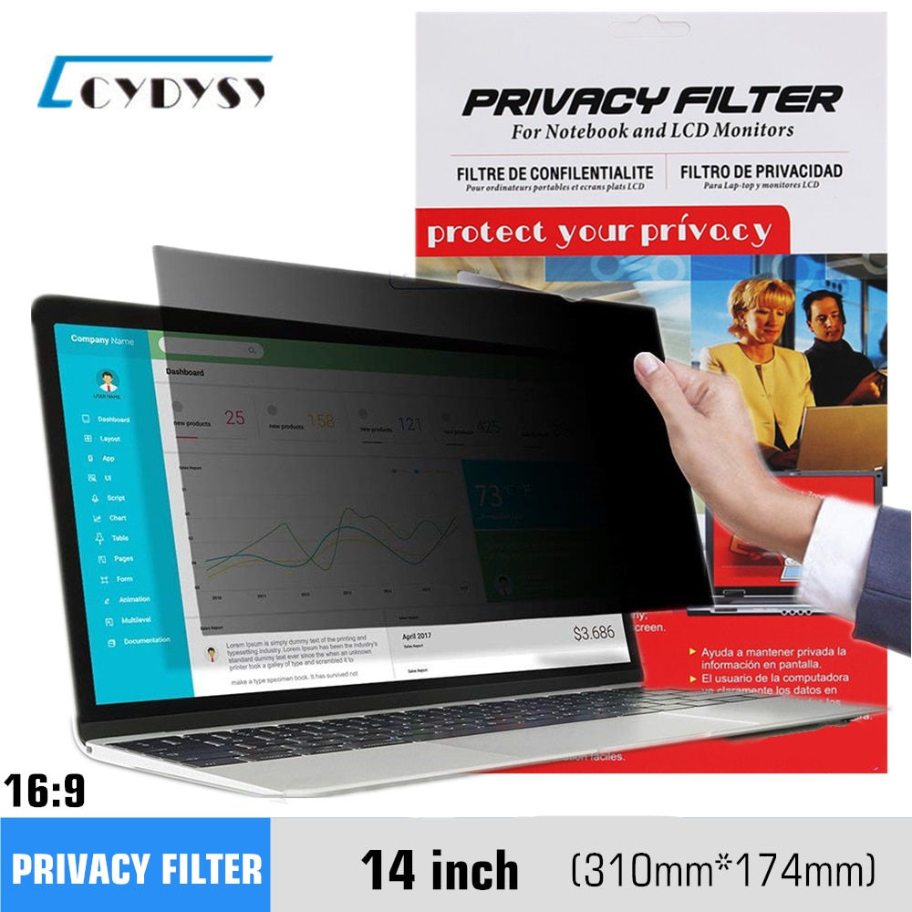 14 inch Privacy Screen Anti-peeping Protector film for 16:9 Widescreen Laptop