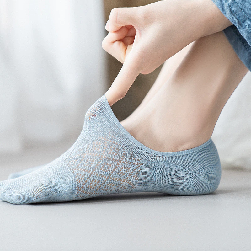 縮圖：Silicone non-slip invisible Socks Summer Solid Color Mesh Ankle Boat Socks