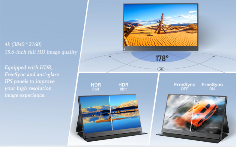 Miniature : UPERFECT 15.6 4K USB TypeC IPS Screen Portable Monitor For PS4 Switch Xbox