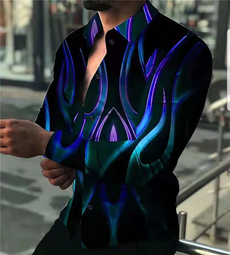 縮圖：Streetwear Men's Clothing Cardigan High-End Long Sleeve Dress Shirt