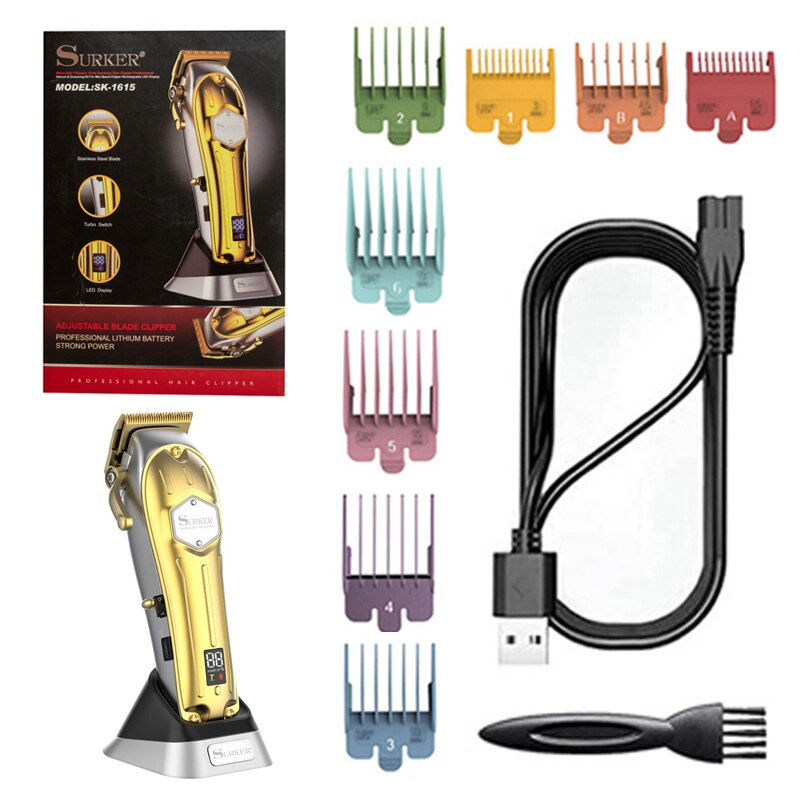 Thumbnail: Full Metal Professional Hair Clipper Combo Kit Electric Hair Trimmer Men Beard