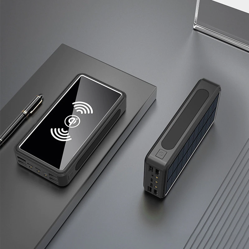 Thumbnail: 50000mAh Wireless Solar Power Bank 4USB For iPhone Samsung Huawei Xiaomi