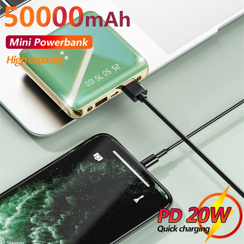 Thumbnail: Mini Power Bank Portable Charger 50000mAh Fast Charger for Xiaomi IPhone Samsung