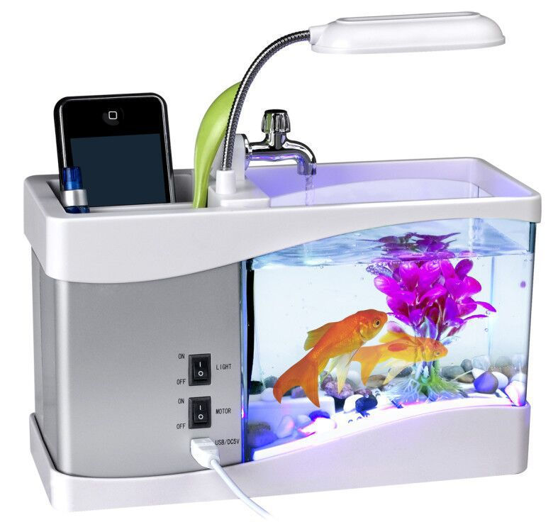 縮圖：USB Mini Aquarium ornamental ecological aquarium fish tank 