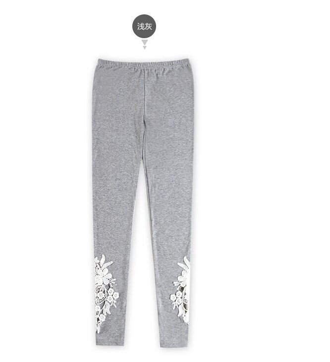 Thumbnail: Leggings Slim Sexy Hollow Lace Cuff Girl Pencil Cotton Large size 