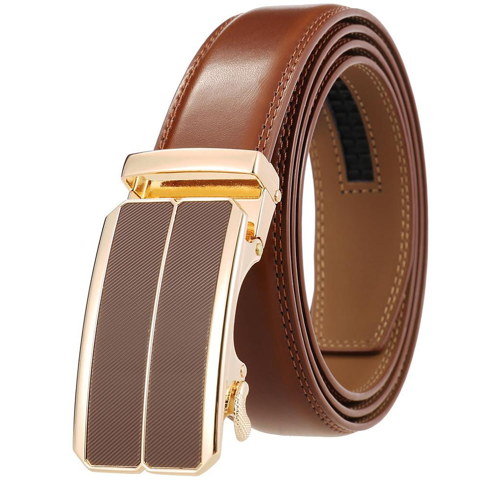 Miniature : Automatic buckle Genuine Leather Black Belts  3.5cm Width