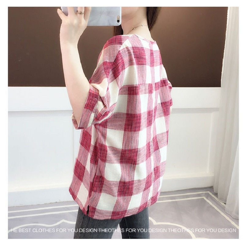 Thumbnail: 100% Cotton Fashion Short Sleeve T-shirt Korean Style Shirt 