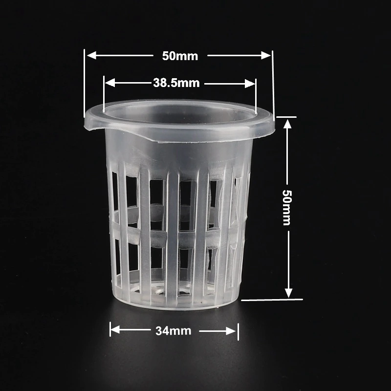 Thumbnail: 100pcs 38mm Aquaponics Hydroponics Net Pot Mesh Basket Planting Cup Hydroponic