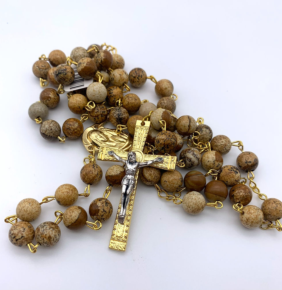 Thumbnail: Handmade Brown Natural Jasper Stone Rosary