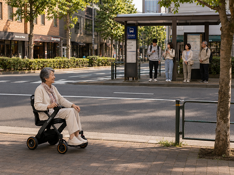 バス待ちの横を通り過ぎるaWalk
