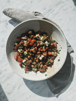 Borlotti Bohnen-Tomaten-Feta Salat