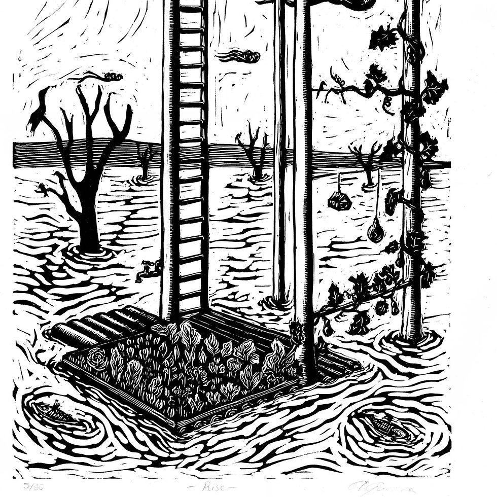 Thumbnail: Stilt House Linocut