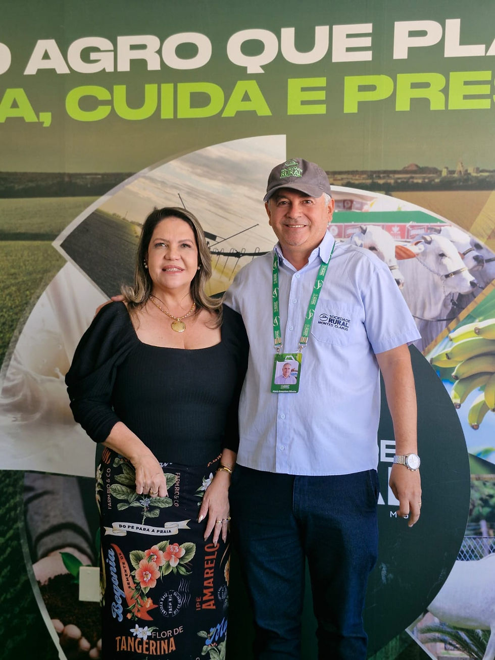 Márcia Versiani com o presidente da Sociedade Rural Flávio Oliveira