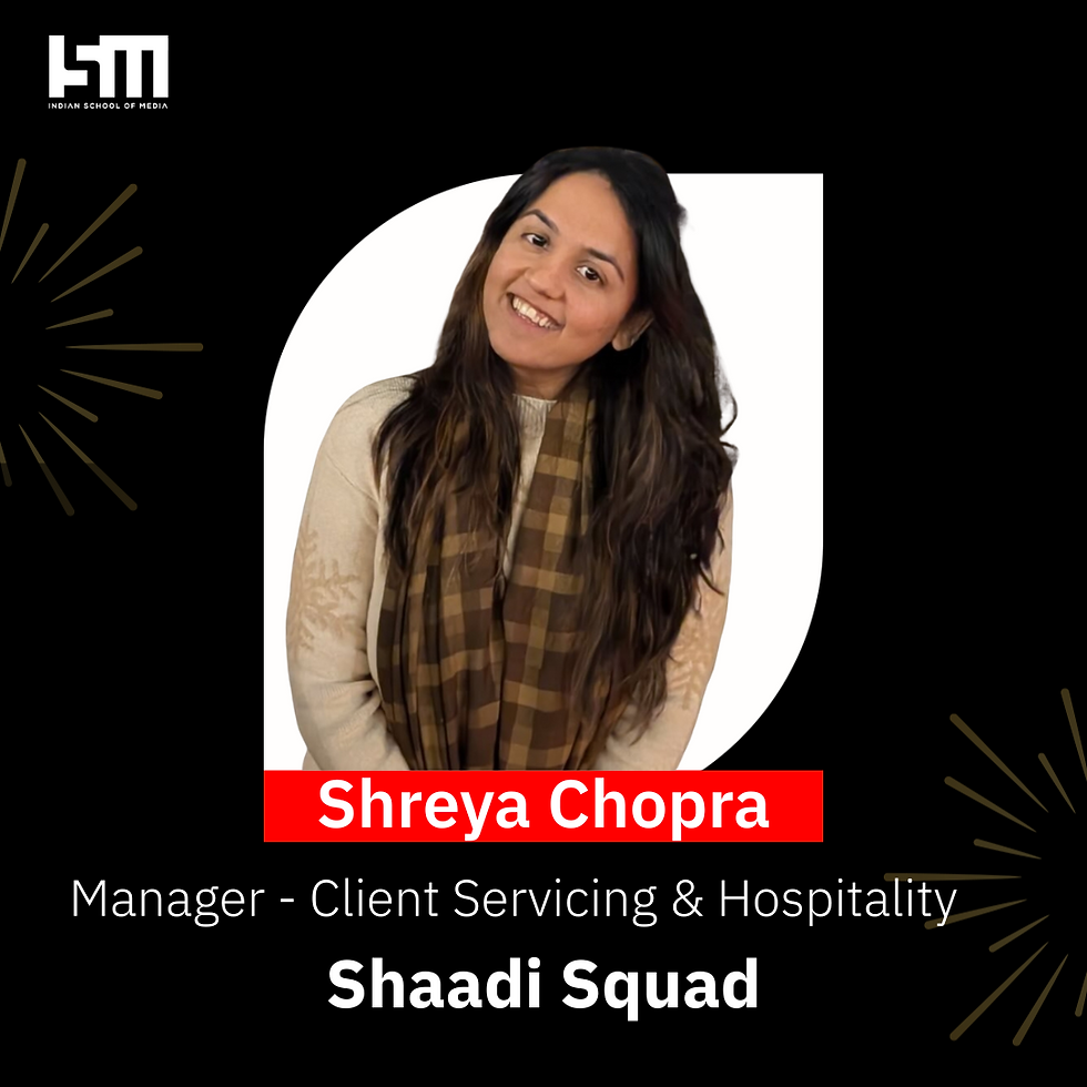 Shreya Chopra leads Client Servicing and Hospitality at Shaadi Squad