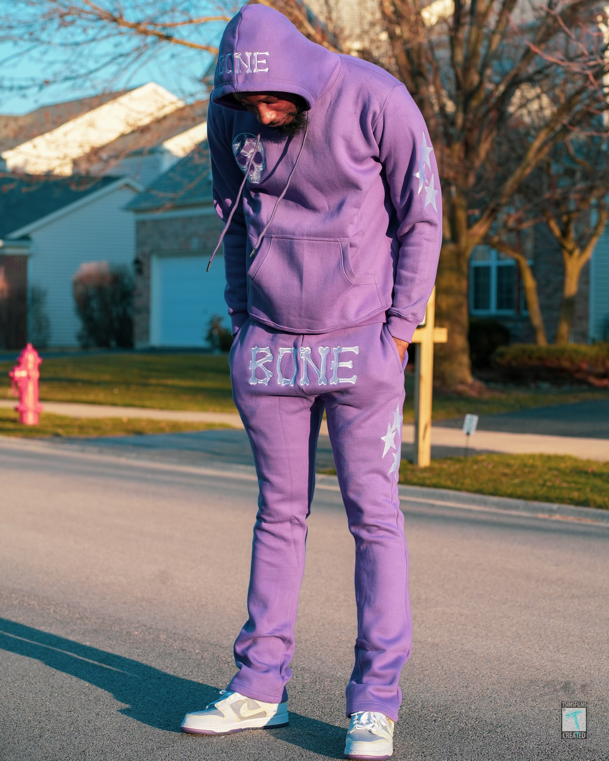 BONE Stacked Jogger Suit Purple