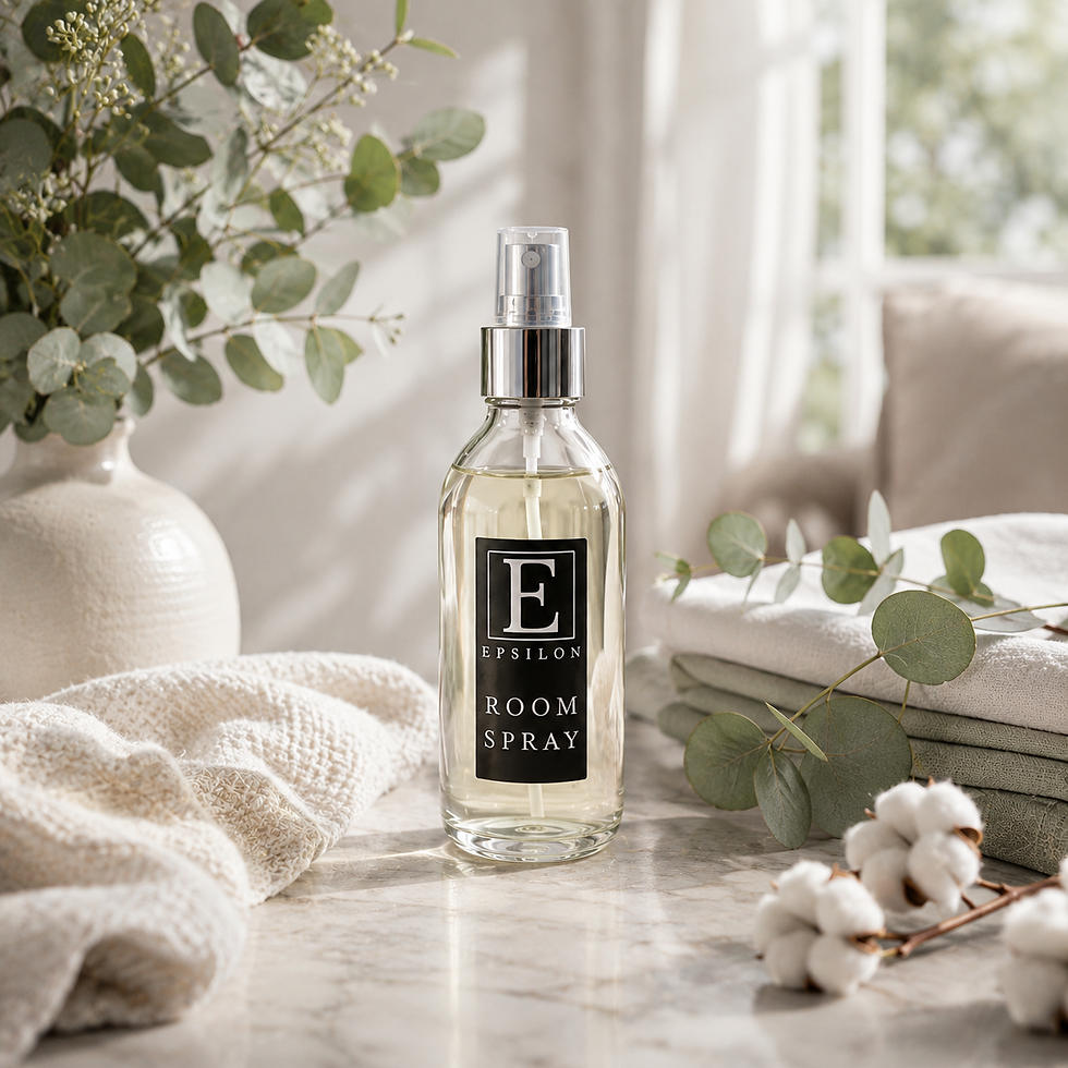 Cotton Fresh room spray by Epsilon Home styled with soft cotton, fresh linen and eucalyptus