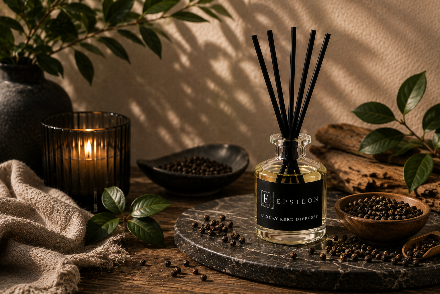 Black Pepper Luxury Reed Diffuser By Epsilon Home