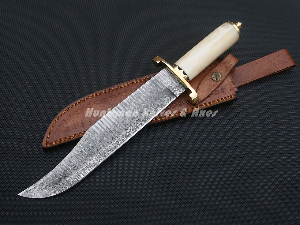 Thumbnail: Custom Made Forged Damascus Steel Buck 903 REPLICA Bowie In Bone Handle