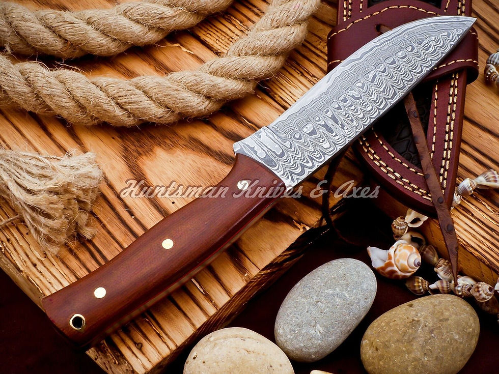 Thumbnail: Hand Forged Damascus Steel Hunting Knife with Micarta Grip