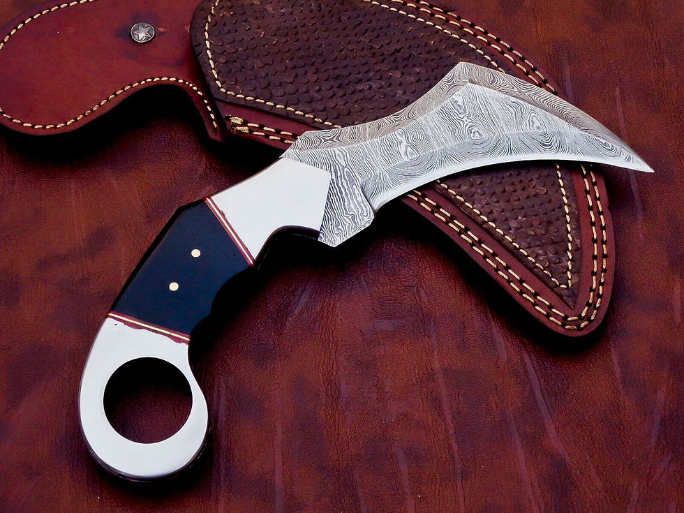 Thumbnail: Hand Forged Damascus Blade Karambit Micarta Handle