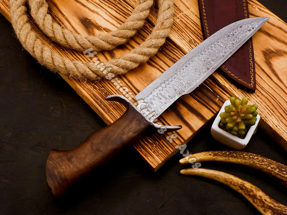 Thumbnail: 16'' Long Custom Made Forged Damascus steel Light weight Fighter BOWIE W/S-guard