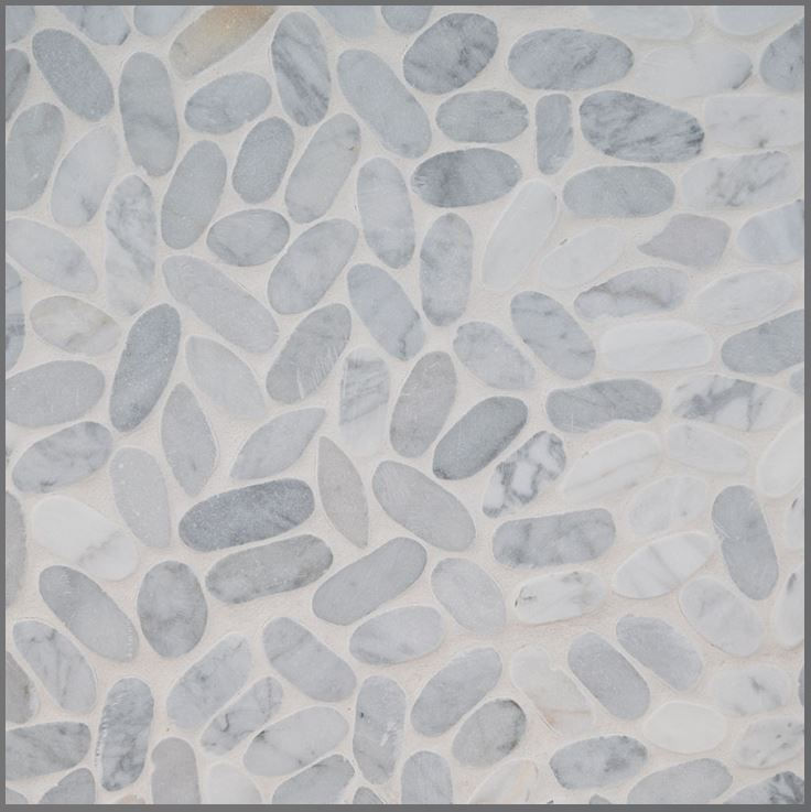 SLICED CARRARA WHITE PEBBLES MOSAIC - 9.7 sq.ft/box