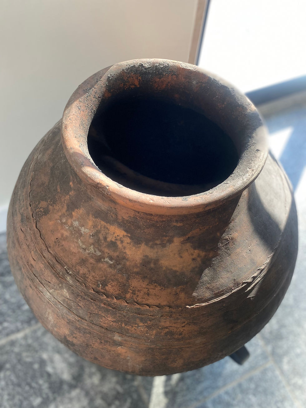 Thumbnail: Handmade Terracotta Olive Jar Antique 29"H x 26.5" DIA