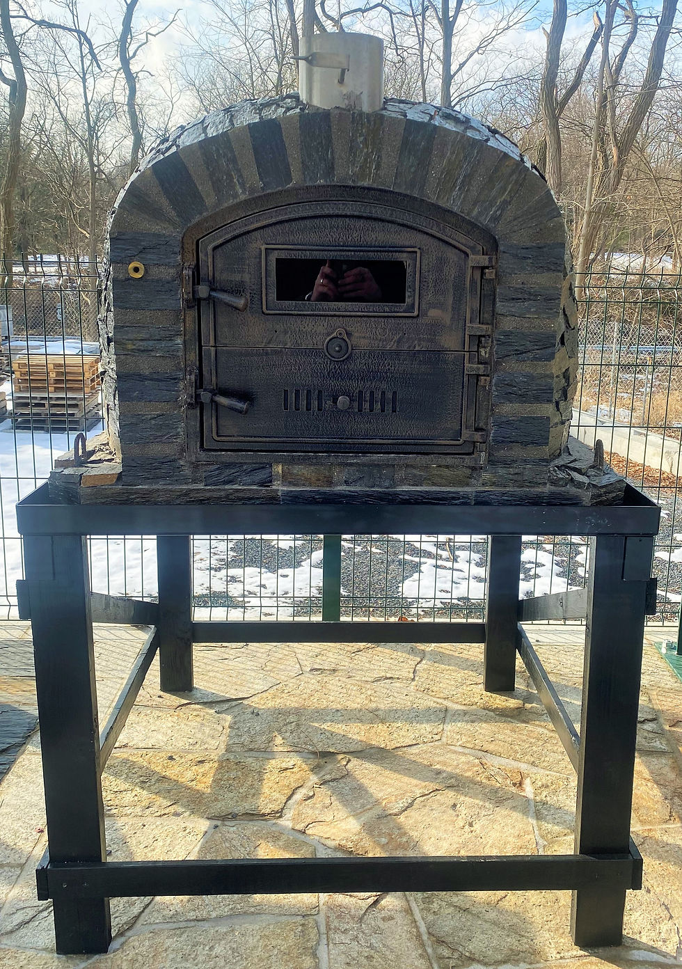 Miniatura: Horno de Leña Mariposa con Piedra de Esquisto Negro