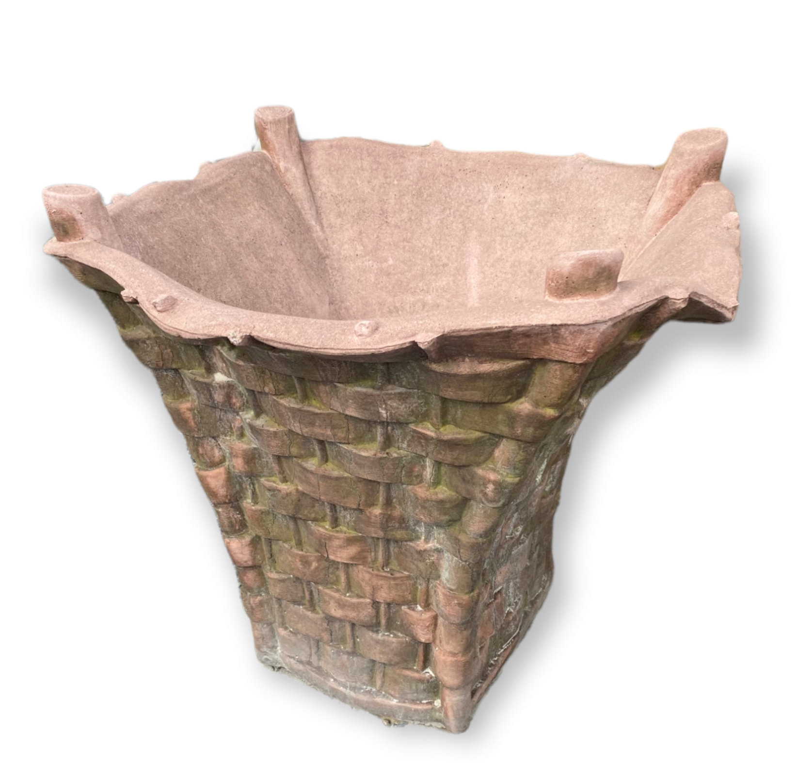 Red Antique Concrete Garden Basket Planter