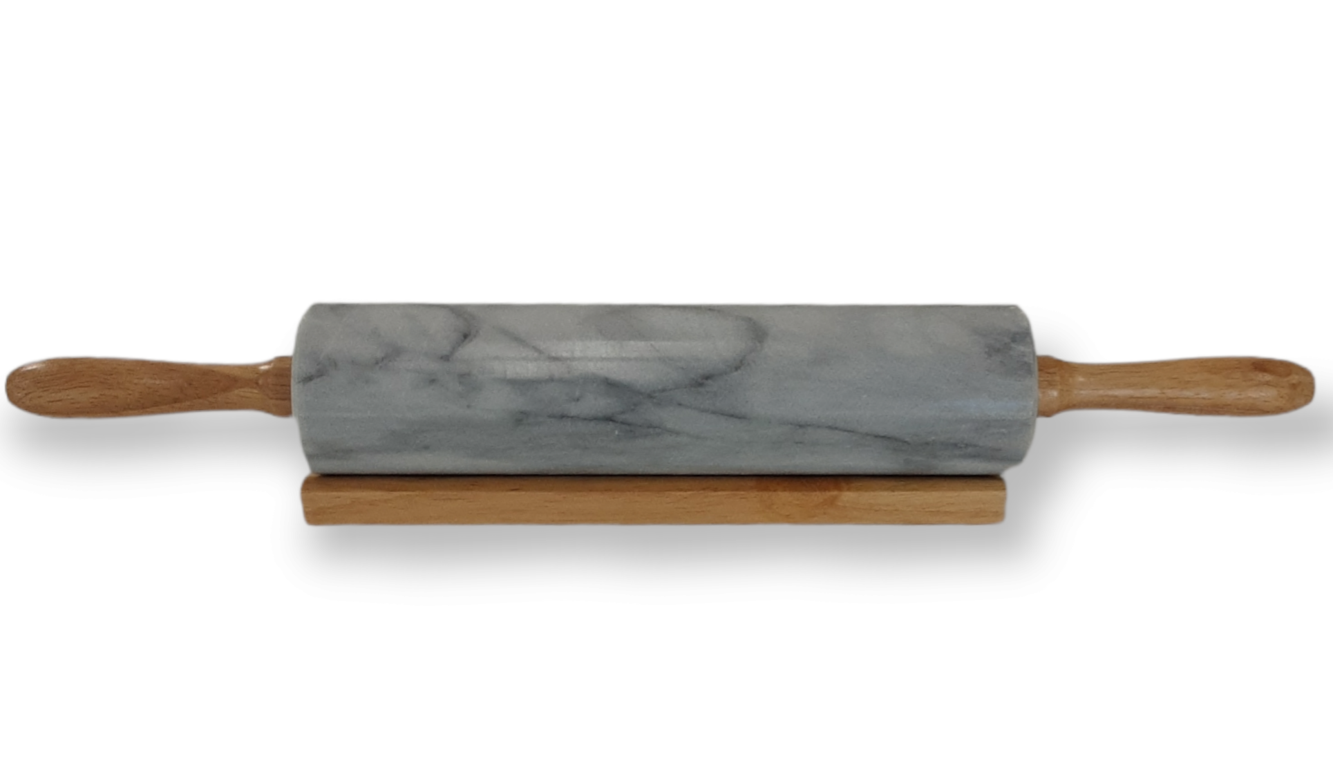 10" Long Marble Roll with Wood handle and Wood Base