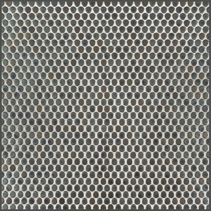 Thumbnail: METALLICO PENNY ROUND GLASS PORCELAIN MOSAIC TILE  - 14.4 sq.ft/box