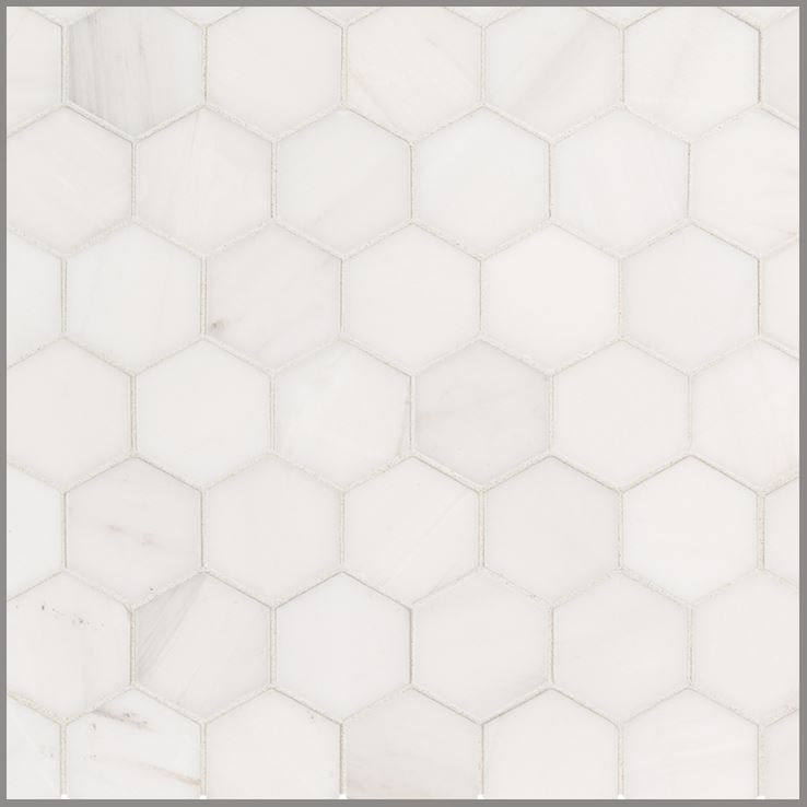 BIANCO DOLOMITE 2” HEXAGON MOSAIC TILE - 9.8 sq.ft/box